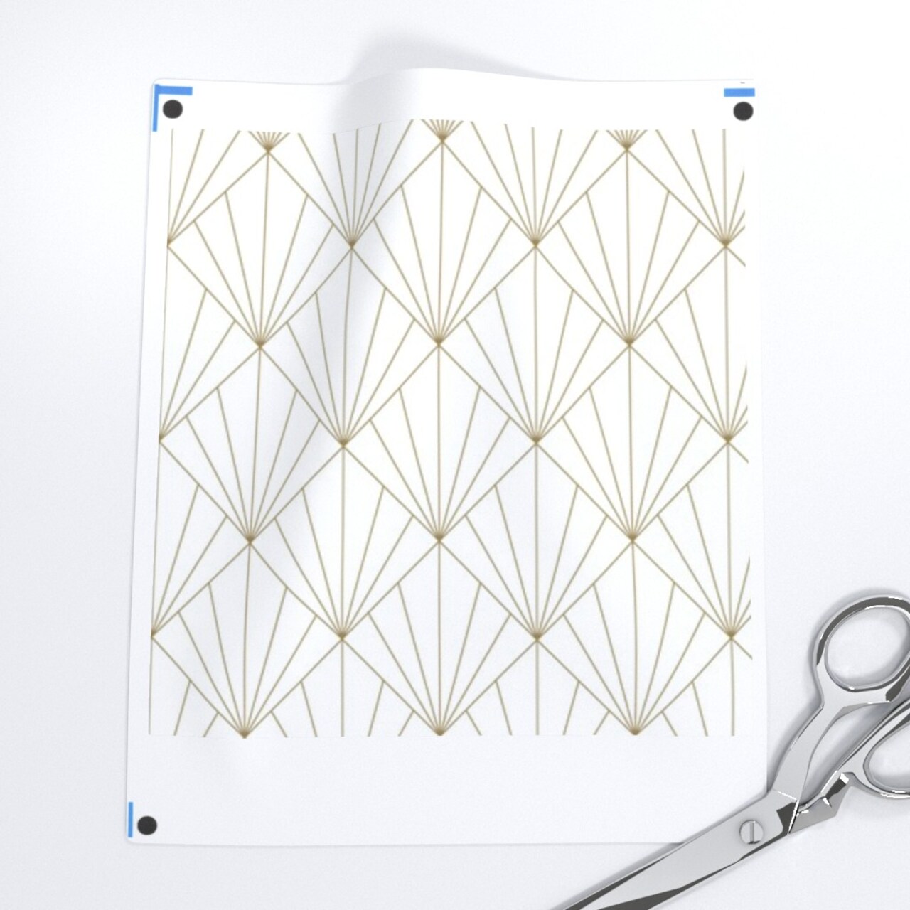 Art Deco Geometric Triangles Gold Look White Diamond Custom Pre-pasted Wallpaper by Spoonflower Pre-Pasted Wallpaper 2FT Wide